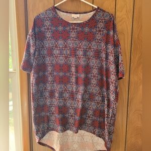 SZ XXS - LuLaRoe - Red & Blue Geometic Print Shirt